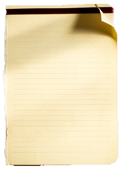 A torn sermon-note page — corner already folded from use