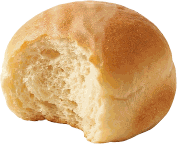 A small bread roll with a bite taken out of it